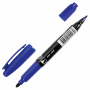 Маркер перманентный двусторонний BRAUBERG, СИНИЙ, круглый наконечник, 2/4 мм, 150837 - Маркеры перманентные