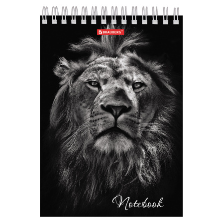 Блокнот А5 146х205 мм, 60 л., гребень, картон, жесткая подложка, клетка, BRAUBERG, "Животные", 129810 - Блокноты
