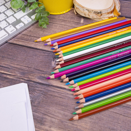 Карандаши цветные BRAUBERG PREMIUM, 24 цвета, трехгранные, грифель мягкий 3,3 мм, 181653 - Карандаши цветные