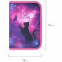 Пенал BRAUBERG, 1 отделение, 1 откидная планка, полиэстер, 21х14 см, "Space cat", 270712 - Пеналы каркасные