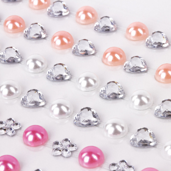 Стразы самоклеящиеся "Жемчуг", ассорти, 6 мм, 152 шт., на подложке, ОСТРОВ СОКРОВИЩ, 661574 - Стразы для творчества