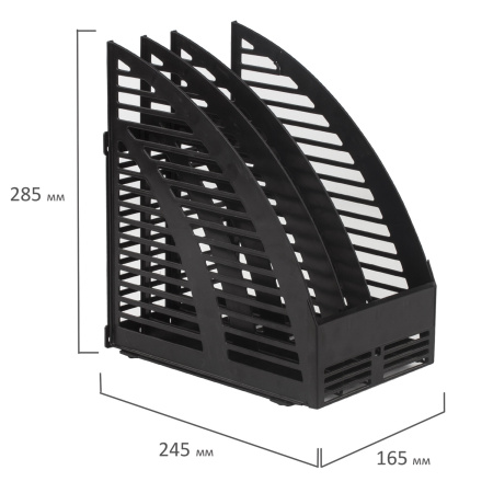Лоток вертикальный для бумаг STAFF, 245х165х285 мм, 3 отделения, сетчатый, сборный, черный, 237293 - Лотки вертикальные (стойки-уголки)