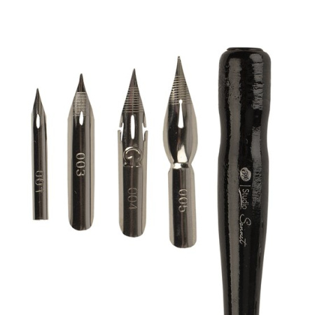 Набор для каллиграфии "Сонет", деревянная ручка-держатель, 4 пера, блистер - Каллиграфия