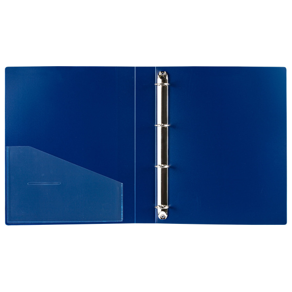 Папка на 4 кольцах, ширина 40 мм, BRAUBERG EXTRA, до 300 листов, СИНЯЯ, 0,8 мм, 270548 - Папки на кольцах