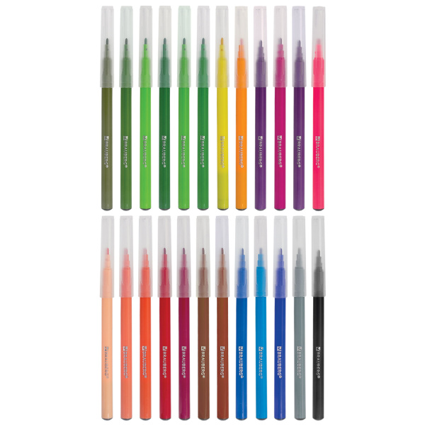 Фломастеры в тубе классические 24 цвета, вентилируемый колпачок, BRAUBERG "PREMIUM", 152199 - Фломастеры классические