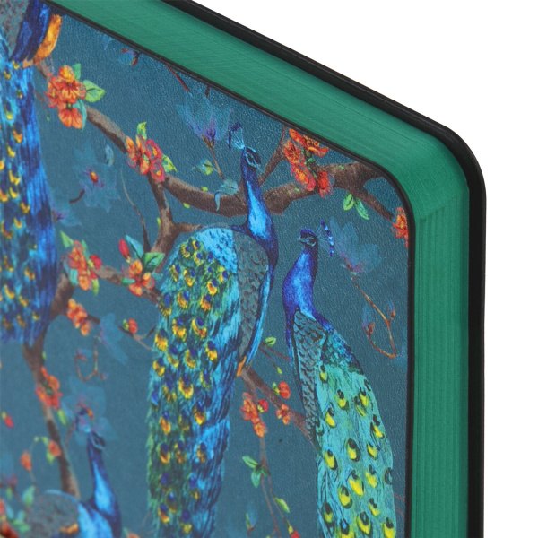 Ежедневник недатированный А5 (138х213 мм), BRAUBERG VISTA, под кожу, гибкий, 136 л., "Peacocks", 112032 - Ежедневники с покрытием "под кожу и ткань"