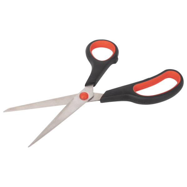 Ножницы STAFF EVERYDAY, 195 мм, бюджет, резиновые вставки, черно-красные, ПВХ чехол, 237499 - Ножницы универсальные