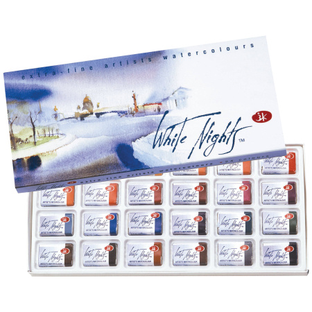 Краски акварельные художественные, 24 цвета в кюветах 2,5 мл, картонная коробка Белые ночи