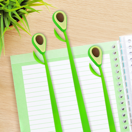 Ручка фигурная шариковая ЮНЛАНДИЯ "Авокадо", мягкий силиконовый корпус, СИНЯЯ, пишущий узел 0,7 мм, 143794 - Ручки фигурные