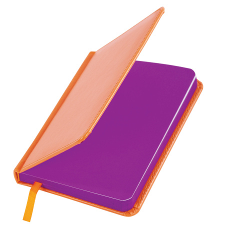 Ежедневник недатированный МАЛЫЙ ФОРМАТ 100х150 мм А6 BRAUBERG "Rainbow" под кожу, 136 л., оранжевый, 111688 - Ежедневники с покрытием "под кожу и ткань"