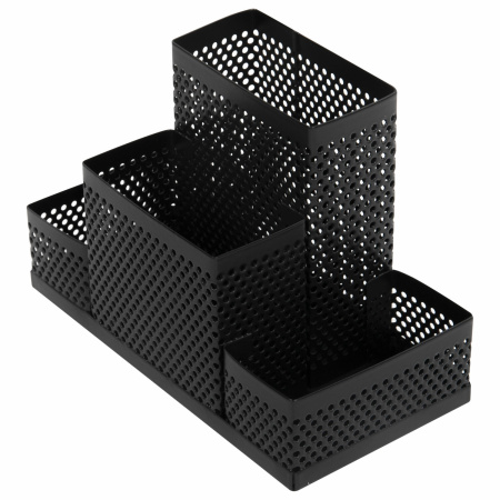 Подставка-органайзер BRAUBERG "Germanium", 4 секции, 160х80х110 мм, черная, металл, 237982 - Подставки канцелярские без наполнения