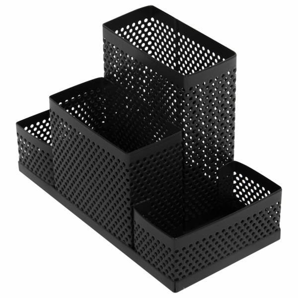 Подставка-органайзер BRAUBERG "Germanium", 4 секции, 160х80х110 мм, черная, металл, 237982 - Подставки канцелярские без наполнения