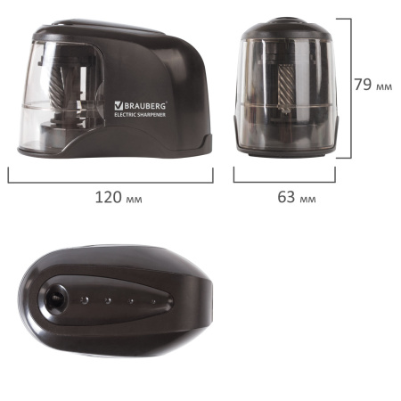 Точилка электрическая BRAUBERG "JET", питание от 4 батареек АА, спиралевидное лезвие, 228426 - Точилки электрические
