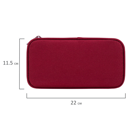 Пенал-косметичка BRAUBERG, 1 отделение, органайзер, полиэстер, 22x11,5x6 см, винный, 270845 - Пеналы мягкие