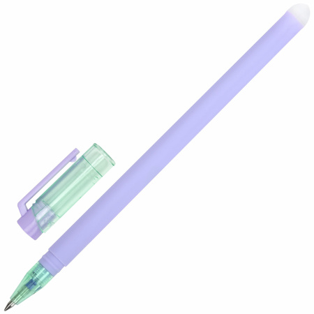 Ручка стираемая гелевая ЮНЛАНДИЯ "Лимонад", СИНЯЯ, прорезиненный корпус ассорти, узел 0,5 мм, линия письма 0,35 мм, 143654 - Ручки со стираемыми чернилами