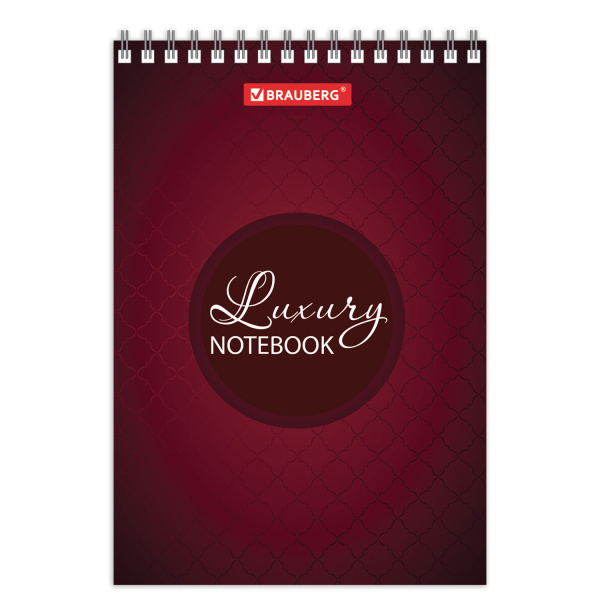 Блокнот МАЛЫЙ ФОРМАТ (97х145 мм) А6, 60 л., гребень, картон, клетка, BRAUBERG, "Люксовый блокнот", 129829 - Блокноты