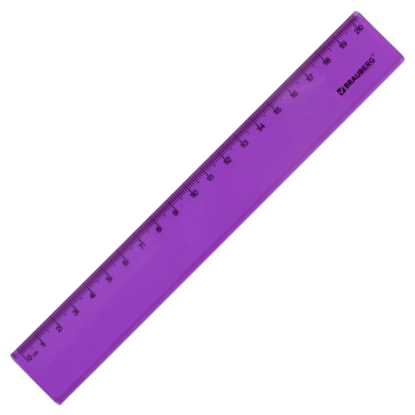 Линейка пластиковая 20 см BRAUBERG "FRUITY", тонированная, ассорти, 210766 - Линейки