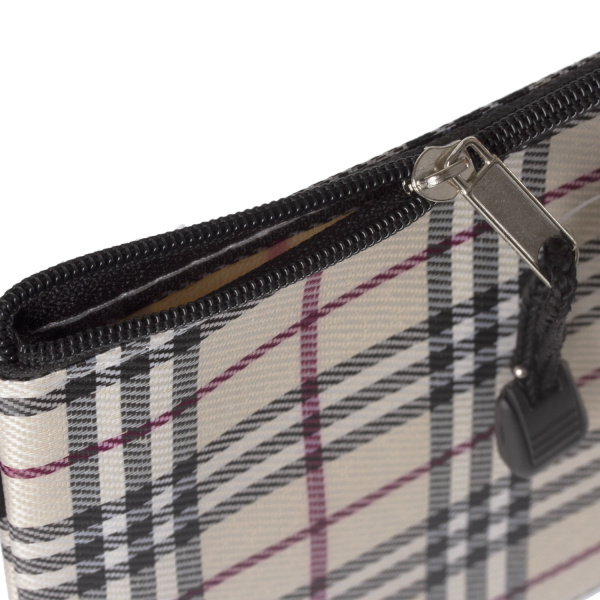 Папка-конверт на молнии МАЛОГО ФОРМАТА (238х180 мм), А5, ткань в клетку, BRAUBERG "Checked", 223893 - Папки-конверты на молнии