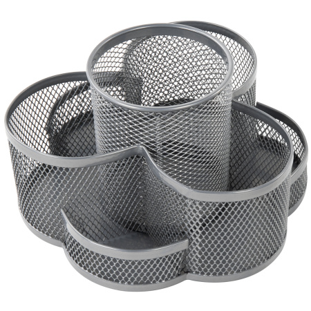 Подставка-органайзер вращающаяся BRAUBERG "Germanium", 7 секций, 110х165х175 мм, серебро, металл, 237981 - Подставки канцелярские без наполнения