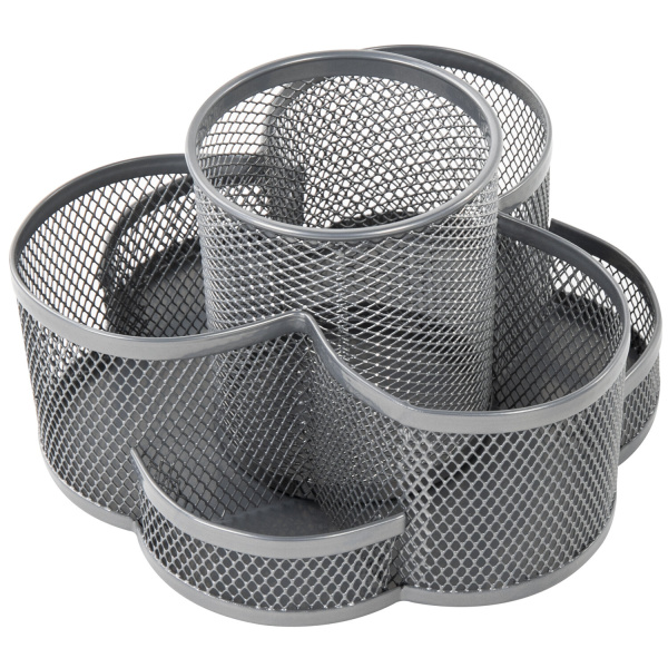 Подставка-органайзер вращающаяся BRAUBERG "Germanium", 7 секций, 110х165х175 мм, серебро, металл, 237981 - Подставки канцелярские без наполнения