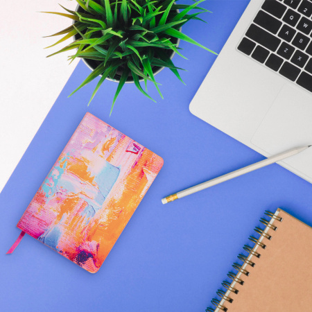 Ежедневник недатированный B6 (127х186 мм), BRAUBERG VISTA, под кожу, гибкий, 136 л., "Blur", 112116 - Ежедневники с покрытием "под кожу и ткань"