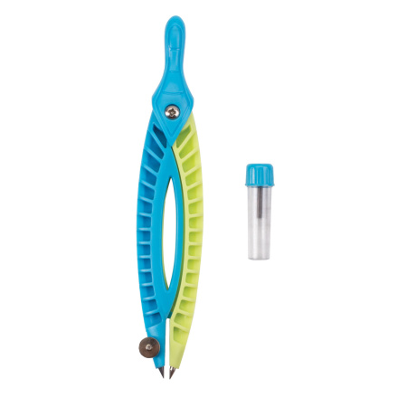 Готовальня ЮНЛАНДИЯ, 2 предмета: пластиковый циркуль 120 мм, грифель, пенал, 210656 - Циркули и готовальни