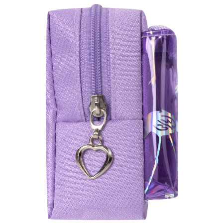 Пенал-косметичка ЮНЛАНДИЯ, 1 отделение, 2 кармана, полиэстер, "Flamingo", фиолетовый, 20х6х8 см, 270260 - Пеналы мягкие