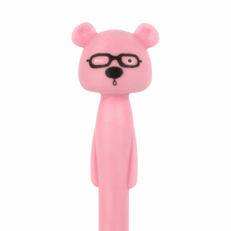 Ручка фигурная шариковая ЮНЛАНДИЯ "Мишка", мягкий силиконовый корпус, ассорти, СИНЯЯ, пишущий узел 0,7 мм, 143780 - Ручки фигурные