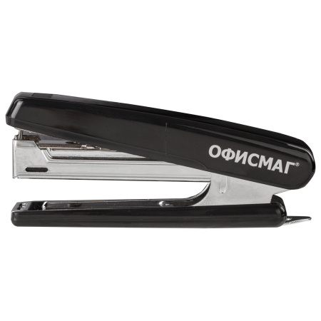 Степлер №10 ОФИСМАГ, до 12 листов, с антистеплером, черный, 229690 - Степлеры настольные