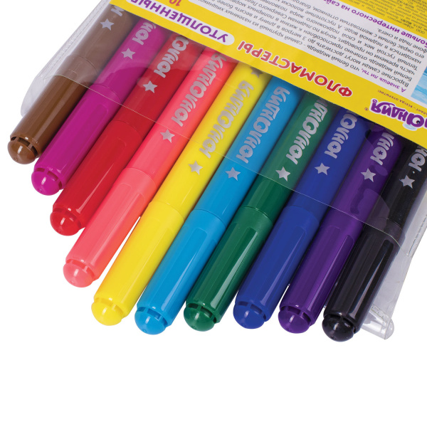 Фломастеры ЮНЛАНДИЯ 10 цветов, "ЮНЛАНДИК В АРКТИКЕ", утолщенные, ударопрочный наконечник, ПВХ, 151429 - Фломастеры классические