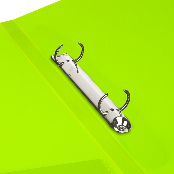 Папка на 2 кольцах BRAUBERG "Neon", 25 мм, внутренний карман, неоновая, зеленая, до 170 листов, 0,7 мм, 227456 - Папки на кольцах