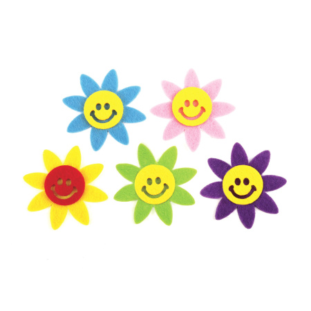 Наклейки из фетра "Солнышки", 5 шт., ассорти, ОСТРОВ СОКРОВИЩ, 661489 - Наклейки для творчества
