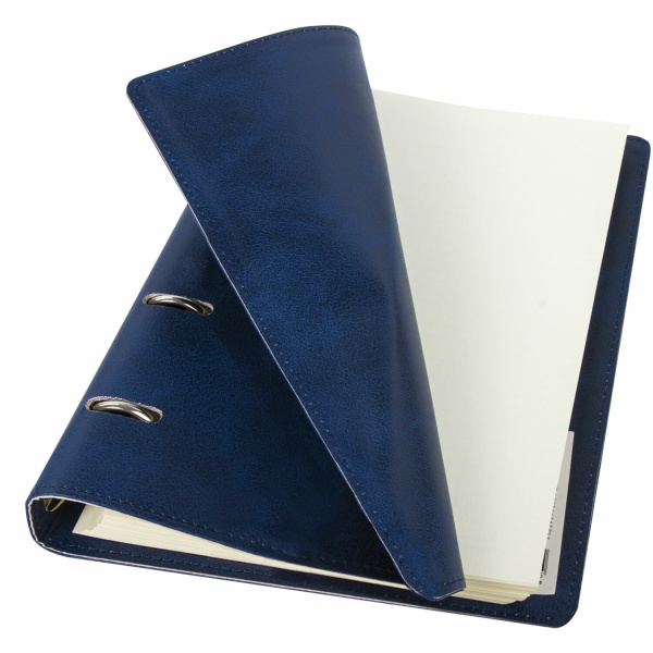 Тетрадь на кольцах БОЛЬШАЯ А4 (240х310 мм), 120 листов, под кожу, клетка, BRAUBERG "Main", синий, 404510 - Тетради на кольцах и сменные блоки к ним