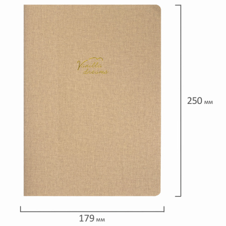 Тетрадь 60 л. в клетку обложка кожзам под лён, сшивка, B5 (179х250мм), БЕЖЕВЫЙ, BRAUBERG PASTEL, 403874 - Тетради более 60 листов