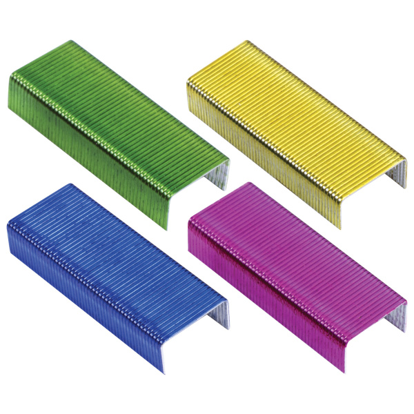 Скобы для степлера цветные №10, 1000 штук, BRAUBERG "EXTRA", до 20 листов, 229300 - Скобы для степлеров