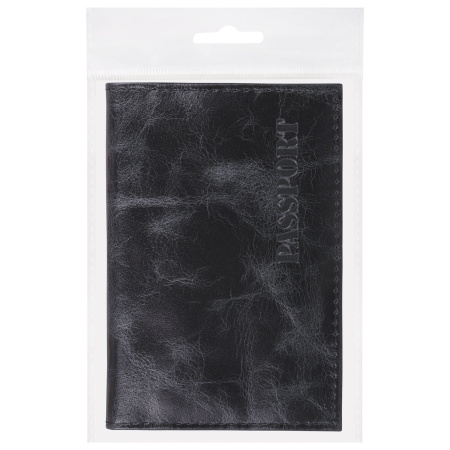 Обложка для паспорта натуральная кожа пулап, "Passport", кожаные карманы, черная, BRAUBERG, 238198 - Обложки для паспорта