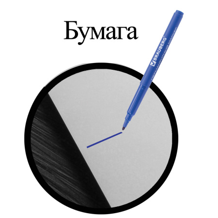 Маркер перманентный BRAUBERG "CLASSICLine", СИНИЙ, тонкий наконечник 1 мм, 150297 - Маркеры перманентные