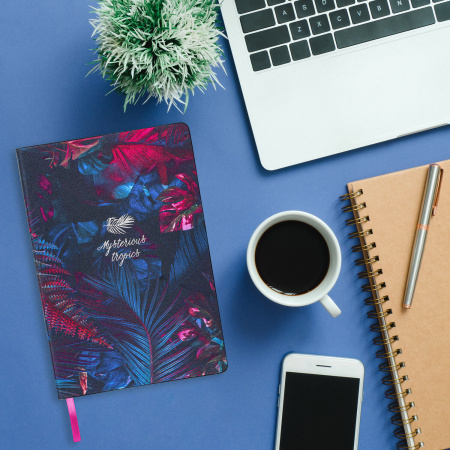 Блокнот А5 (143x210 мм), BRAUBERG VISTA "Tropicano", под кожу, гибкий, срез фольга, 80 л., 112079 - Бизнес-блокноты и бизнес-тетради