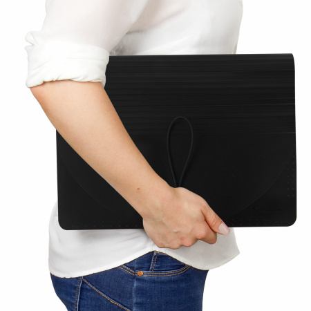 Папка-органайзер для бумаг и документов на резинке, 25 отделений, BRAUBERG DOCS, А4, черная, 271151 - Папки пластиковые с отделениями