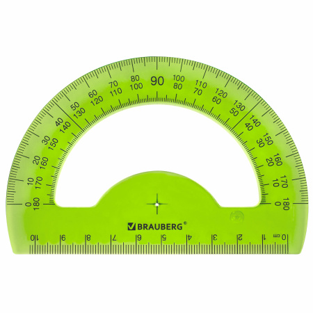 Транспортир 10 см BRAUBERG "FRUITY", 180 градусов, пластик, тонированный, ассорти, 210768 - Транспортиры