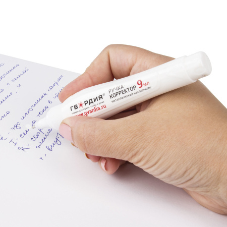 Ручка-корректор ГВАРДИЯ, 9 мл, металлический наконечник, 227573 - Корректирующие ручки