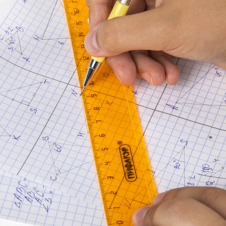 Линейка пластиковая 25 см ПИФАГОР, прозрачная, неоновая, ассорти, 210791 - Линейки