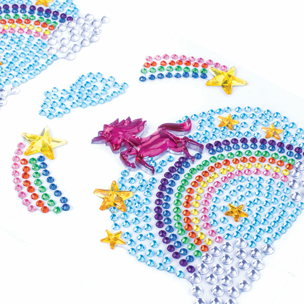 Наклейки готовые из страз НА РАДУГЕ, 7 декоративных элементов, 9,5х15,5 см, ОСТРОВ СОКРОВИЩ, 662237 - Стразы для творчества