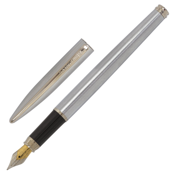 Ручка подарочная перьевая BRAUBERG "Ballet", СИНЯЯ, корпус серебистый с хромированными деталями, 143481 - Ручки бизнес-класса