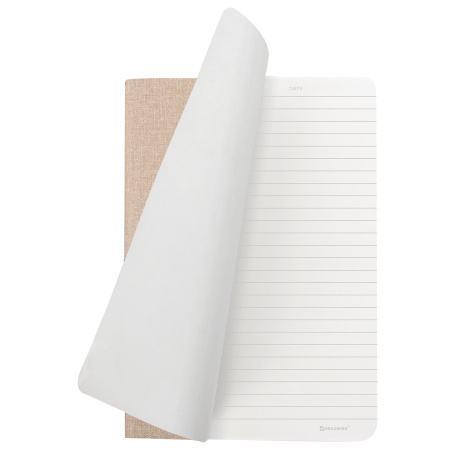 Тетрадь 48 л. в линию обложка кожзам под рогожку, сшивка, A5 (147х210мм), БЕЖЕВЫЙ, BRAUBERG HARMONY, 403838 - Тетради 40-48 листов