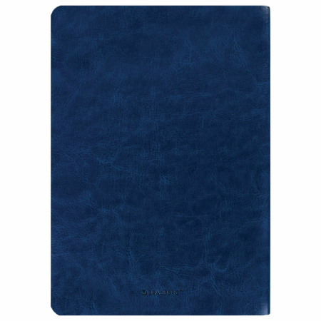 Тетрадь 60 л. в клетку обложка гладкий кожзам, сшивка, B5 (179х250мм), ТЕМНО-СИНИЙ, BRAUBERG VIVA, 403897 - Тетради более 60 листов