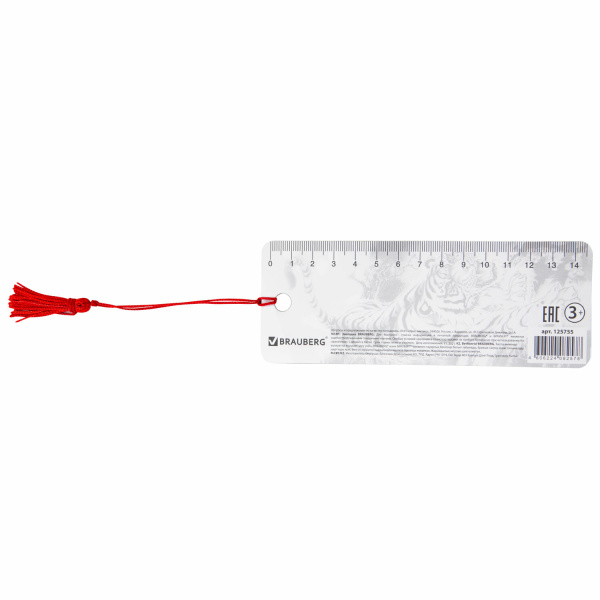 Закладка для книг 3D, BRAUBERG, объемная, "Бенгальский тигр", с декоративным шнурком-завязкой, 125755 - Закладки для книг