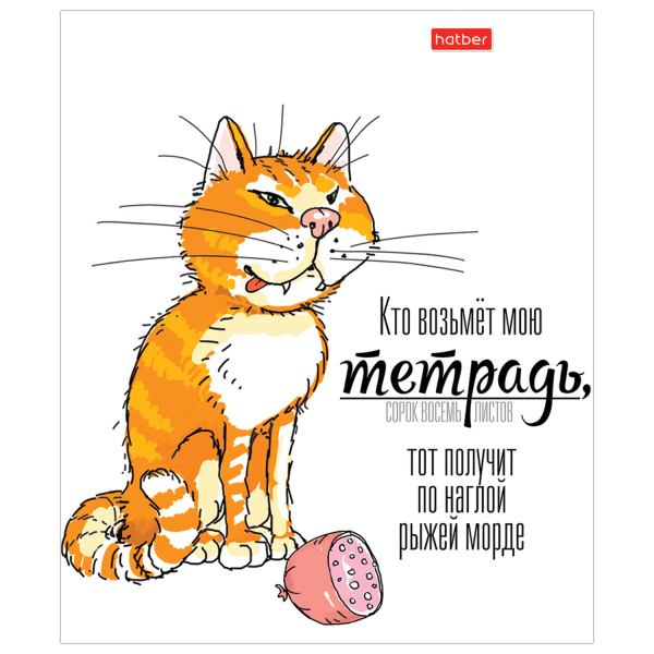 Тетрадь А5, 48 л., HATBER, скоба, клетка, матовая ламинация, "Кто возьмет тетрадь", 1 шт, 48Т5лВ1 - Тетради 40-48 листов