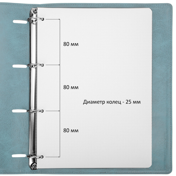 Тетрадь на кольцах БОЛЬШАЯ А4 (240х310 мм), 120 листов, под кожу, клетка, BRAUBERG "Joy", бирюзовый/серо-голубой, 404507 - Тетради на кольцах и сменные блоки к ним