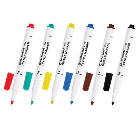 Маркеры для ткани 6 ЦВЕТОВ CENTROPEN "Textile Marker", круглый наконечник, 1,8 мм, 2739/6, 5 2739 0610 - Маркеры для хобби